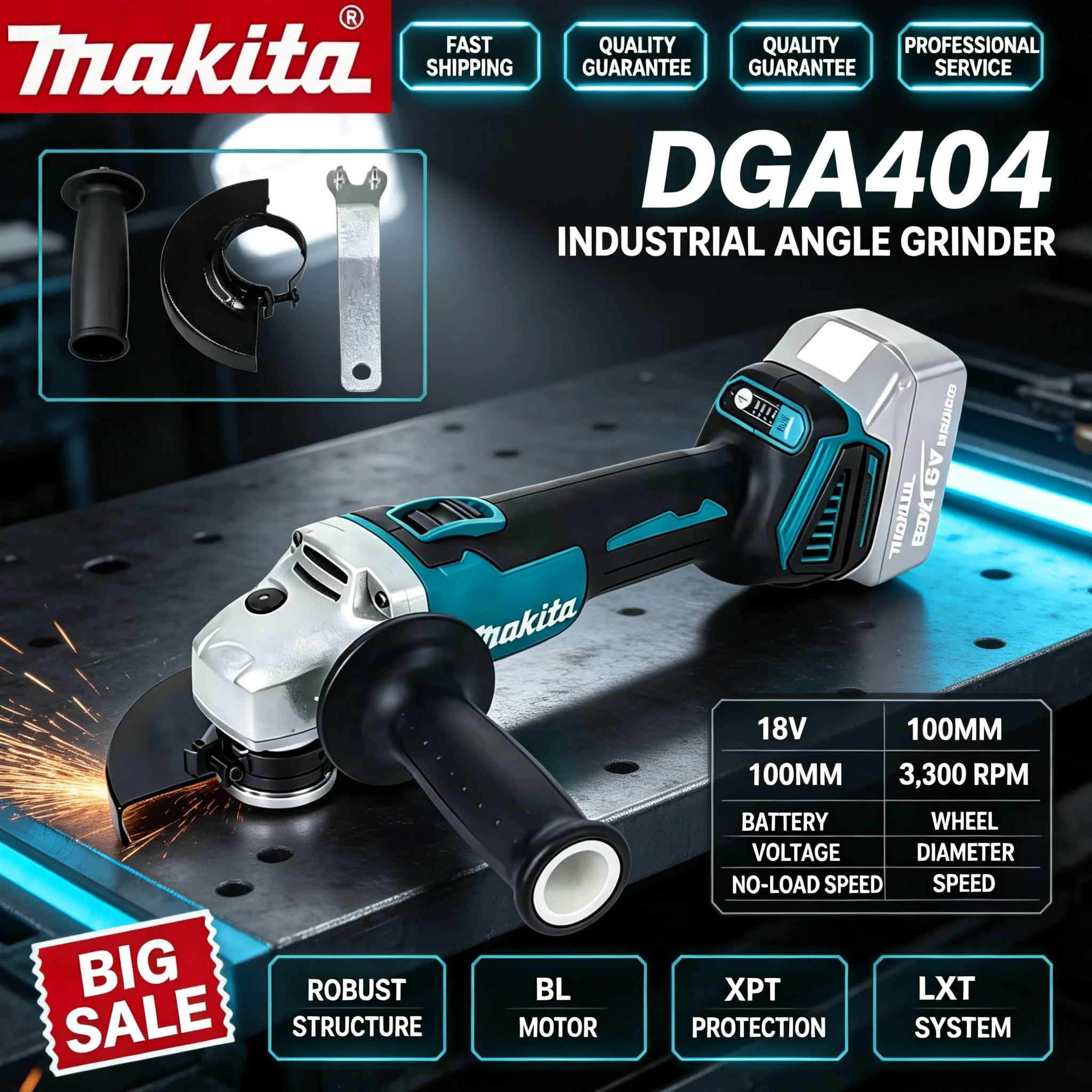 Makita DGA404 Rechargeable Bru - Brushless Angle Grinder Battery Powered 评论和价格